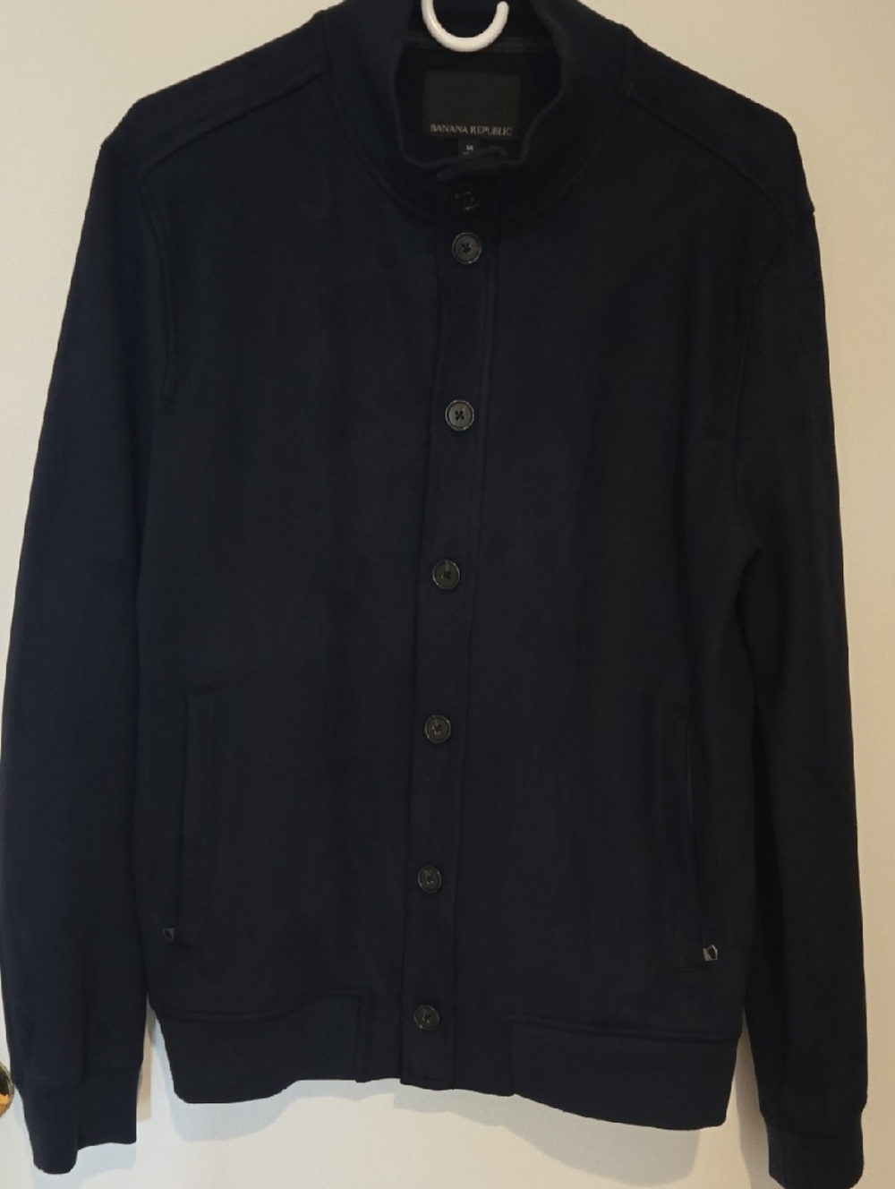 Banana Republic Men’s Navy Button-Front Bomber Jacket